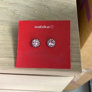 Sabina Pink and Crystal Stud Earrings NWOT